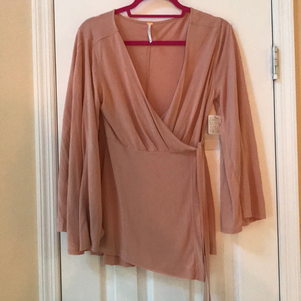 Coral Free People wrap blouse